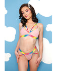 Caged Bralette & Panty with booty Rainbow