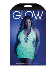 Load image into Gallery viewer, Glow Black Light Net Halter Dress Neon Green QN