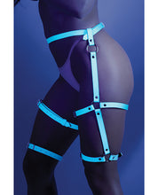 Load image into Gallery viewer, Glow Buckle Up Glow in the Dark Leg Harness Light Blue O/S