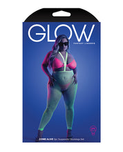 Load image into Gallery viewer, Glow Come Alive Suspender Stockings, Bralette & G-string Multi Color