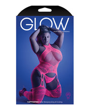 Load image into Gallery viewer, Glow Captivating Halter Bodystocking & G-string Neon Pink