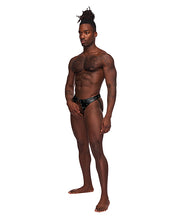 Load image into Gallery viewer, Fetish Cyclops Nylon Spandex Pouchless Jock Strap Black