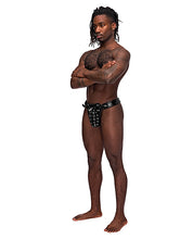 Load image into Gallery viewer, Leather Taurus Adjustable Buckle Thong Black O/s