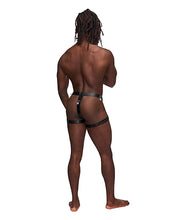 Load image into Gallery viewer, Leather Scorpio Adjustable Waist & Leg Band Thong Black O/s