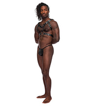 Load image into Gallery viewer, Leather Gemini Double Ring Harness Black O/s