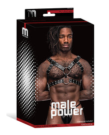 Leather Gemini Double Ring Harness Black O/s