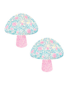 Glow in the Dark Neva Nude Black Light Glitter Shroom Pasties – Pink/White