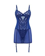 Load image into Gallery viewer, Kehlani Underwire Babydoll w/Detachable Garters & G-String - Cobalt Blue 1X/2X