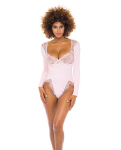 Load image into Gallery viewer, Maria Ribbed Knit & Lace Teddy Crystal Rose