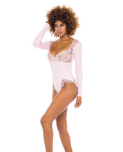 Load image into Gallery viewer, Maria Ribbed Knit & Lace Teddy Crystal Rose