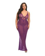 Load image into Gallery viewer, Katana Mesh & Eyelash Lace Gown - Purple 1X/2X
