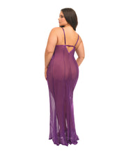 Load image into Gallery viewer, Katana Mesh & Eyelash Lace Gown - Purple 1X/2X