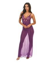 Load image into Gallery viewer, Katana Mesh & Eyelash Lace Gown - Purple