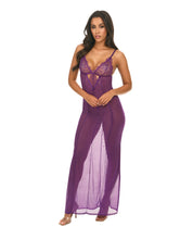Load image into Gallery viewer, Katana Mesh & Eyelash Lace Gown - Purple