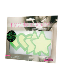 Glow in the Dark Peekaboos Hearts & Stars Pasties – Hot Pink or Green k - 2 pairs -