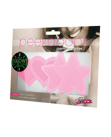 Glow in the Dark Peekaboos Hearts & Stars Pasties – Hot Pink or Green k - 2 pairs -