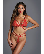 Load image into Gallery viewer, Adore The Flame Strappy Lace Bra & Thong