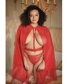 Lace & Mesh Cape with attached Waist Belt