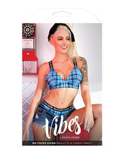 Load image into Gallery viewer, Vibes No Fuck Given Bralette & Cheeky Panty Monday Blue
