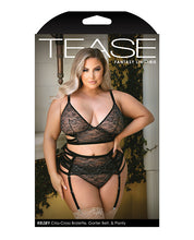 Load image into Gallery viewer, Tease Kelsey Lace Bralette, Garterbelt & Panty - Plus Size