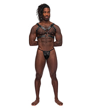 Load image into Gallery viewer, Leather Gemini Double Ring Harness Black O/s