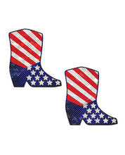 Load image into Gallery viewer, Pastease Premium Sparkling Stars &amp; Strips USA Cowboy Boot - Red/White/Blue O/S