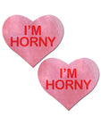 Pastease Premium I'm Horny Heart - Pink/Red O/S