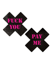 Load image into Gallery viewer, Pastease Premium Fuck You Pay Me Cross - Black/Pink O/S