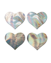 Load image into Gallery viewer, Pastease Premium Petites Holographic Heart - Silver O/S Pack of 2 Pair