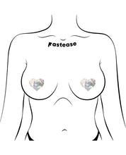Load image into Gallery viewer, Pastease Premium Petites Holographic Heart - Silver O/S Pack of 2 Pair