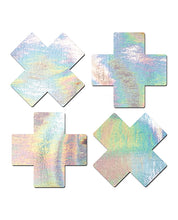 Load image into Gallery viewer, Pastease Premium Petites Holographic Plus X - Silver O/S Pack of 2 Pair