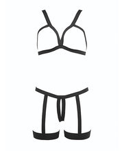 Load image into Gallery viewer, Kitten Teaser Strappy Open Cup Bra &amp; Open Panty W/leg Straps O/s