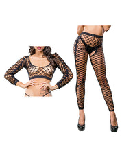 Load image into Gallery viewer, Beverly Hills Naughty Girl Crotchless Front Mesh &amp; Side Design Leggings O/s