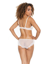 Load image into Gallery viewer, Stretch Mesh Ruffled Crotchless Teddy White