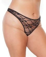 Load image into Gallery viewer, Stretch Lace High Leg Thong Black OS/XL