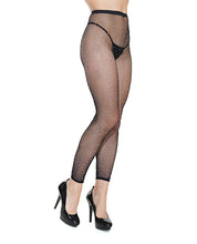 Load image into Gallery viewer, Footless Fishnet w/Rhinestone Pantyhose Black O/S