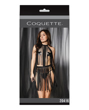 Load image into Gallery viewer, Play Darque Fringe Harness Top &amp; Skirt Black O/S