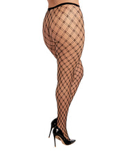 Load image into Gallery viewer, Double Knitted Fence Net Pantyhose - Black QN