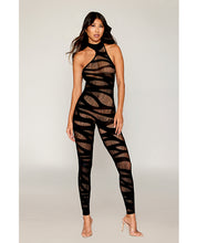 Load image into Gallery viewer, Asymmetrical Knitted Bodystocking w/Slash Design - Black O/S