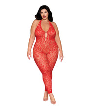 Load image into Gallery viewer, Leopard Pattern Seamless Bodystocking w/Gold Details - Red QN