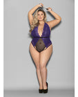 Euphoria Halter Lace & Mesh Teddy w/Wrist Restraints Purple/Black QN