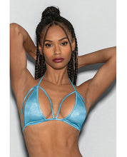 Load image into Gallery viewer, Blue Crystal Black Light Dancewear Tri Bra Blue O/S