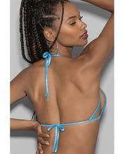 Load image into Gallery viewer, Blue Crystal Black Light Dancewear Tri Bra Blue O/S
