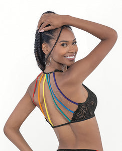 Pride Lace Rainbow Strappy Top Black O/S
