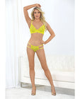 Neon Lace Underwire Bra W/double Tulle Garter Skirt & Double Elastic Panty Neon Lime