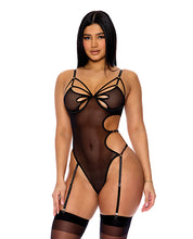 Load image into Gallery viewer, Feeling Butterflies Mesh Teddy w/Garters - Black