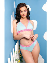 Load image into Gallery viewer, Vibes Fresh Halter Bralette &amp; Booty Short Light Blue