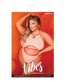 Queen Size Cut Out Halter Top & Cheeky Panty