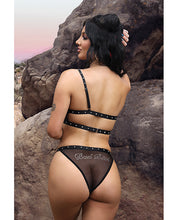 Load image into Gallery viewer, Vibes Bad Bitch One Shoulder Bling Bralette &amp; Panty Black