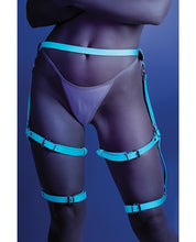 Load image into Gallery viewer, Glow Buckle Up Glow in the Dark Leg Harness Light Blue O/S